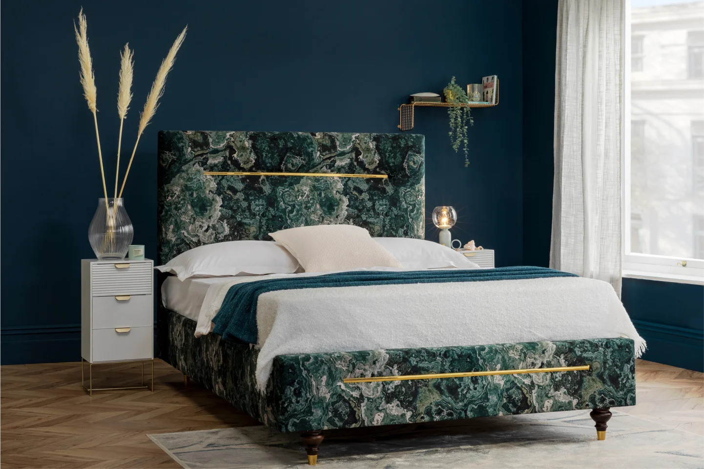 Milano forest green cavalier bed