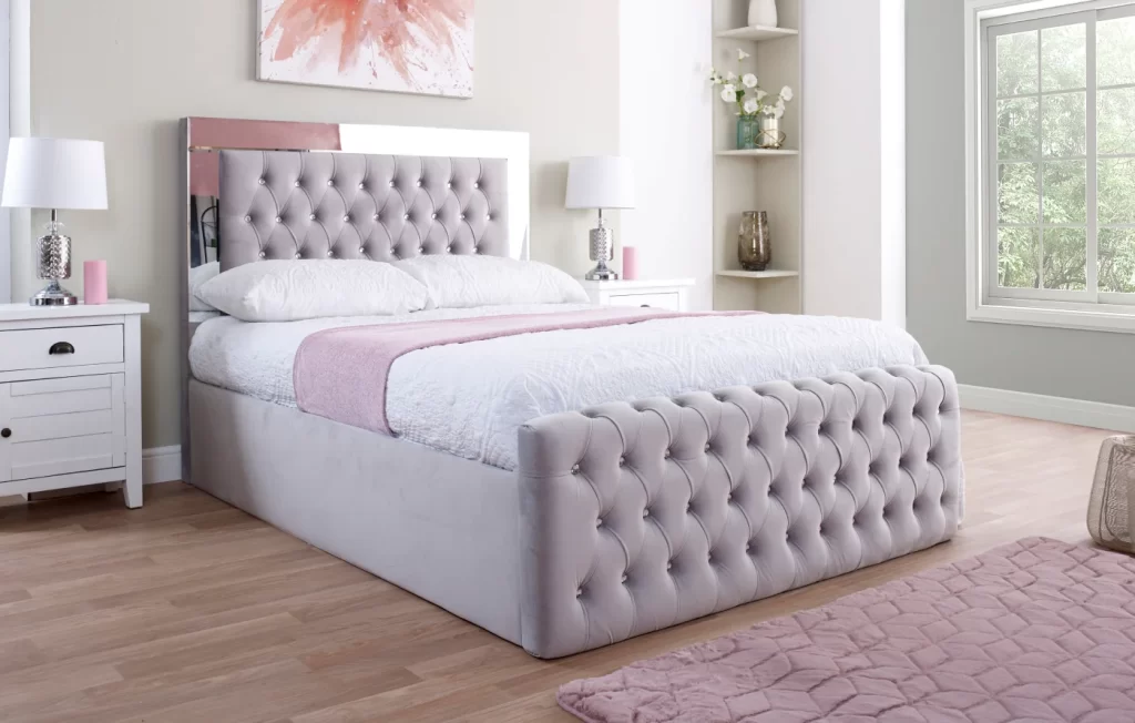 mirror border upholstery ottoman bed