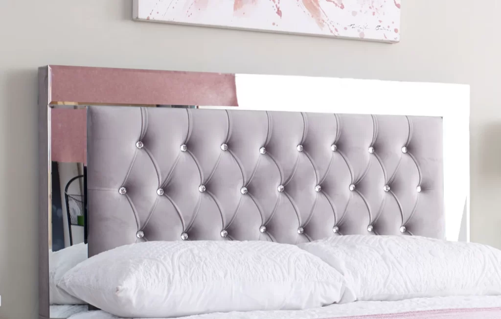 mirror border upholstery ottoman bed headboard