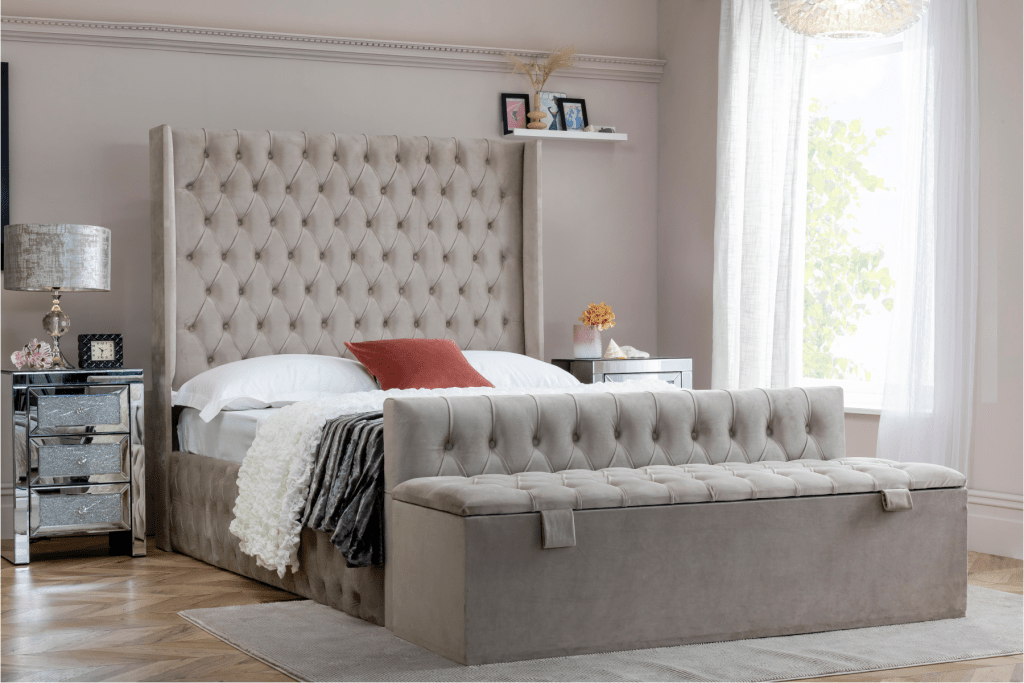 delux ottoman storage space bed frame side